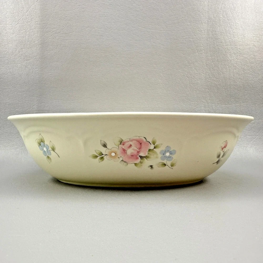 Pfaltzgraff Tea Rose Vegetable Bowl  Pink Floral Stoneware Serving Cottagecore